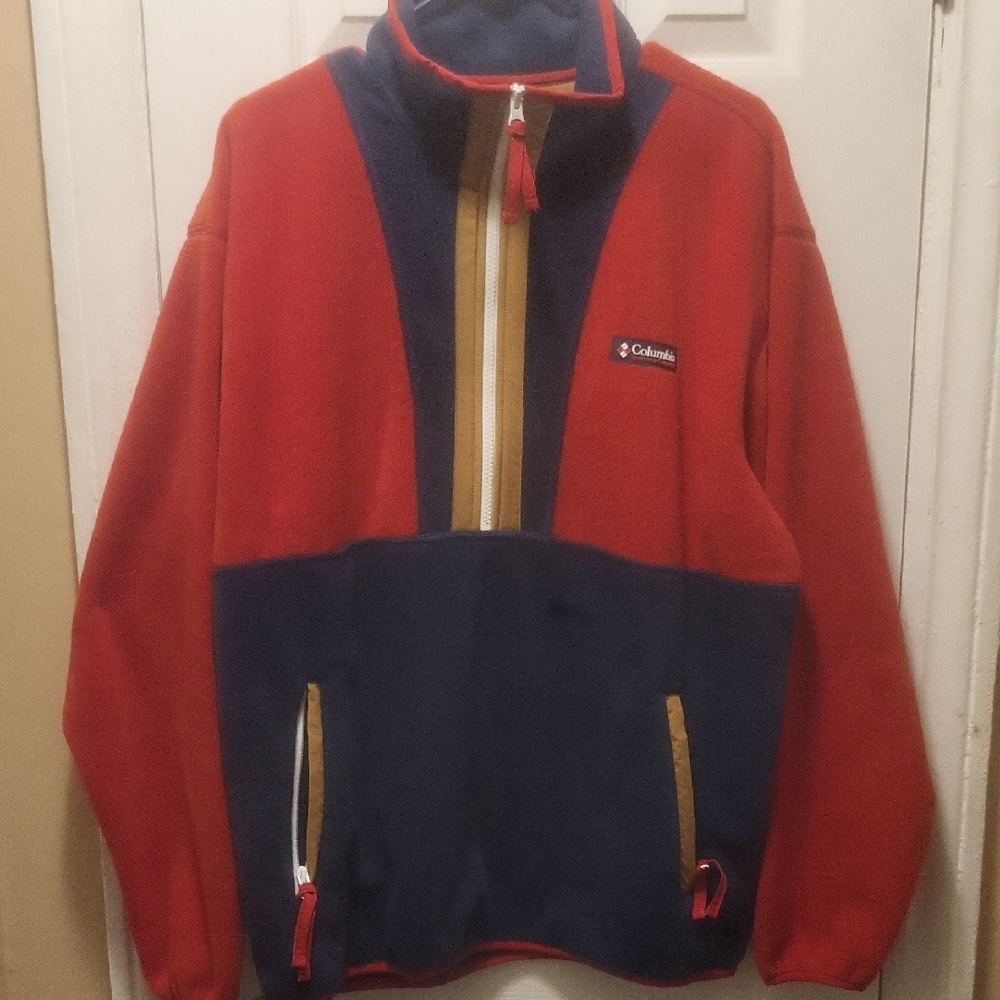 Columbia Red and Navy Fleece Pullover
